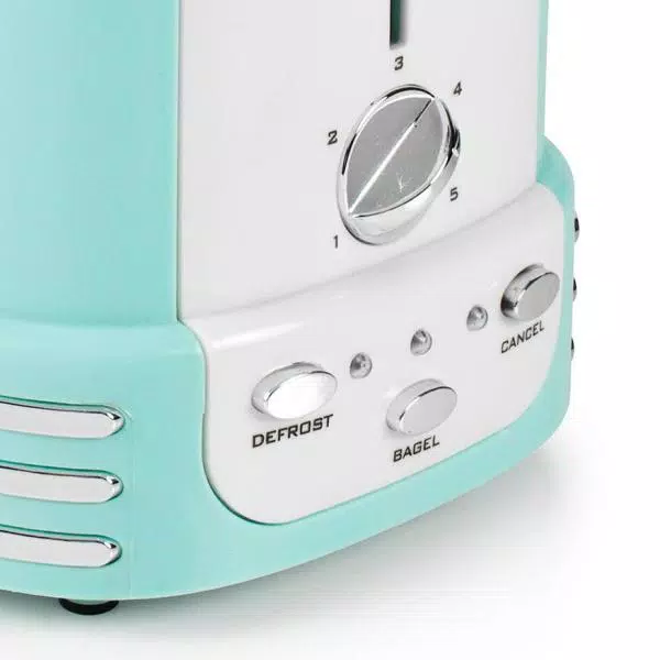 Toasters Nostalgia Retro Series 2-Slice Aqua Wide Slot Bagel Toaster With Crumb Tray And Shade Settings 5 Toasters Nostalgia Retro Series 2-Slice Aqua Wide Slot Bagel Toaster With Crumb Tray And Shade Settings - Image 3