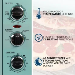 Toasters Nostalgia Retro 1500 W Aqua 12-Slice Convection Toaster Oven With Built-in Timer 12 Toasters Nostalgia Retro 1500 W Aqua 12-Slice Convection Toaster Oven With Built-in Timer -Dessert Makers Popular Store aqua nostalgia toaster ovens rtov2aq 1f 1000