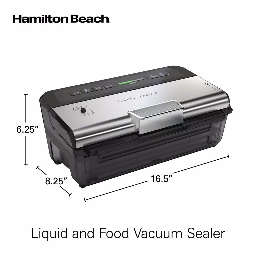 Food Processing Hamilton Beach NutriFresh Black And Silver Food Vacuum Sealer With 2-Roll Storage And Starter Kit 4 Food Processing Hamilton Beach NutriFresh Black And Silver Food Vacuum Sealer With 2-Roll Storage And Starter Kit - Image 2
