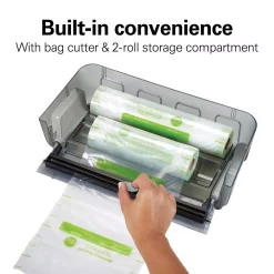 Food Processing Hamilton Beach NutriFresh Black And Silver Food Vacuum Sealer With 2-Roll Storage And Starter Kit 17 Food Processing Hamilton Beach NutriFresh Black And Silver Food Vacuum Sealer With 2-Roll Storage And Starter Kit -Dessert Makers Popular Store black and silver hamilton beach food vacuum sealers 78218 44 1000
