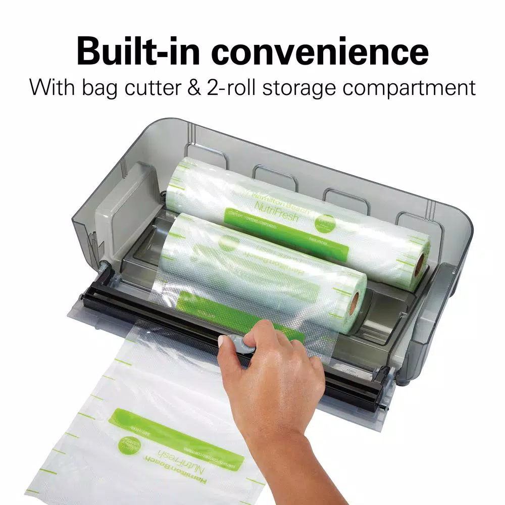 Food Processing Hamilton Beach NutriFresh Black And Silver Food Vacuum Sealer With 2-Roll Storage And Starter Kit 9 Food Processing Hamilton Beach NutriFresh Black And Silver Food Vacuum Sealer With 2-Roll Storage And Starter Kit - Image 7