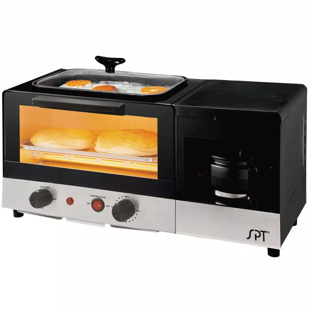 Toasters SPT Breakfast Center 1450 W 2-Slice Black And Stainless Steel Toaster Oven With Griddle And Coffee Maker 8 Toasters SPT Breakfast Center 1450 W 2-Slice Black And Stainless Steel Toaster Oven With Griddle And Coffee Maker - Image 6