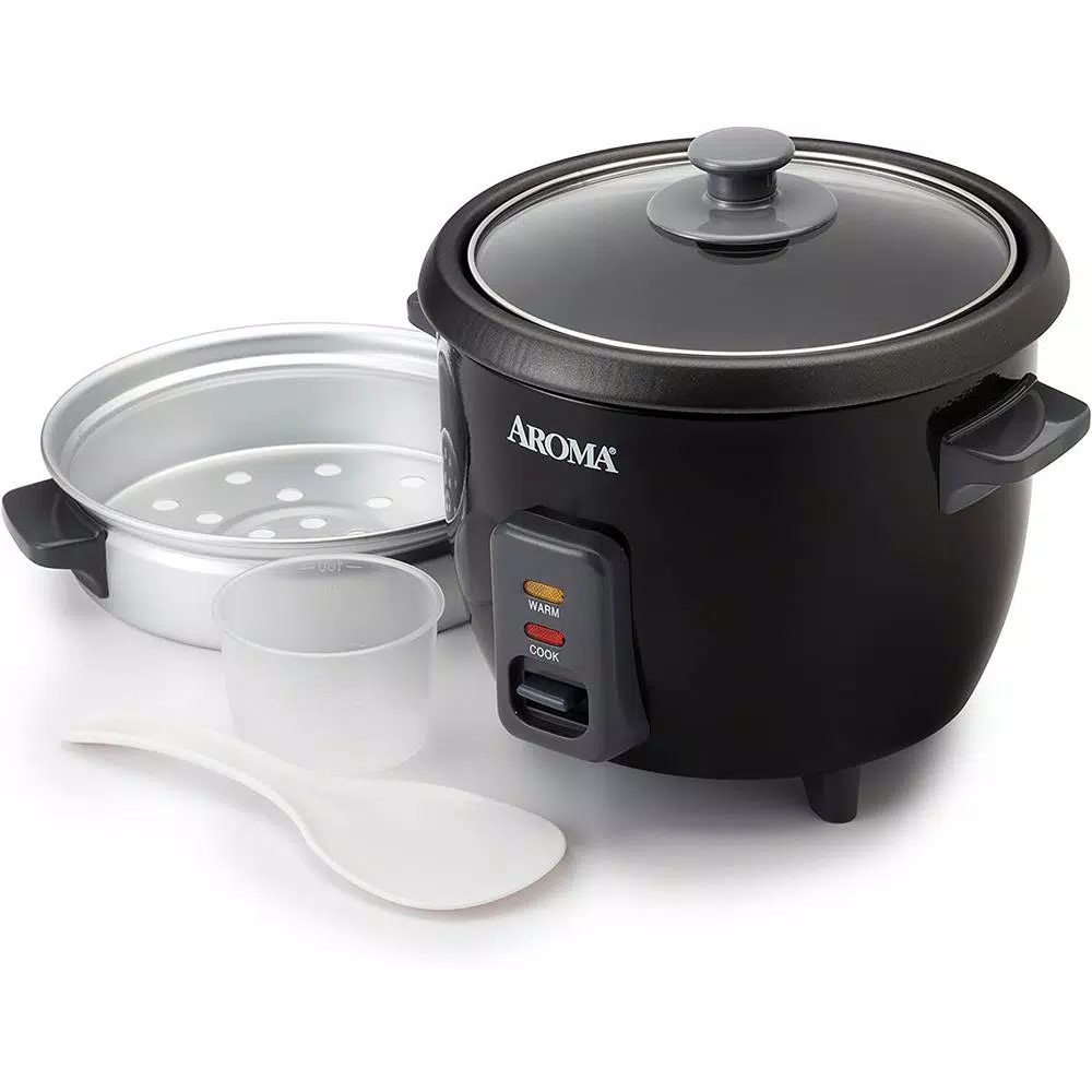 Cookers AROMA 6-Cup Black Rice Cooker With Removable Steam Tray 5 Cookers AROMA 6-Cup Black Rice Cooker With Removable Steam Tray - Image 3