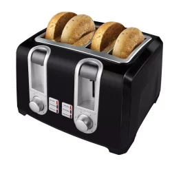 Toasters BLACK+DECKER 4-Slice Black Extra-Wide Slot Toaster With Browning Control -Dessert Makers Popular Store black black decker pop up toasters t4569b 1f 1000