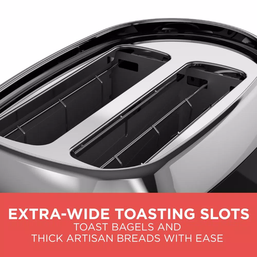 Toasters BLACK+DECKER 2-Slice Black Wide Slot Toaster With Temperature Control 5 Toasters BLACK+DECKER 2-Slice Black Wide Slot Toaster With Temperature Control - Image 3