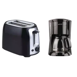 Coffee Makers Brentwood Appliances 12-Cup Black Coffee Maker And 2-Slice Black Toaster With Extra-Wide Slots