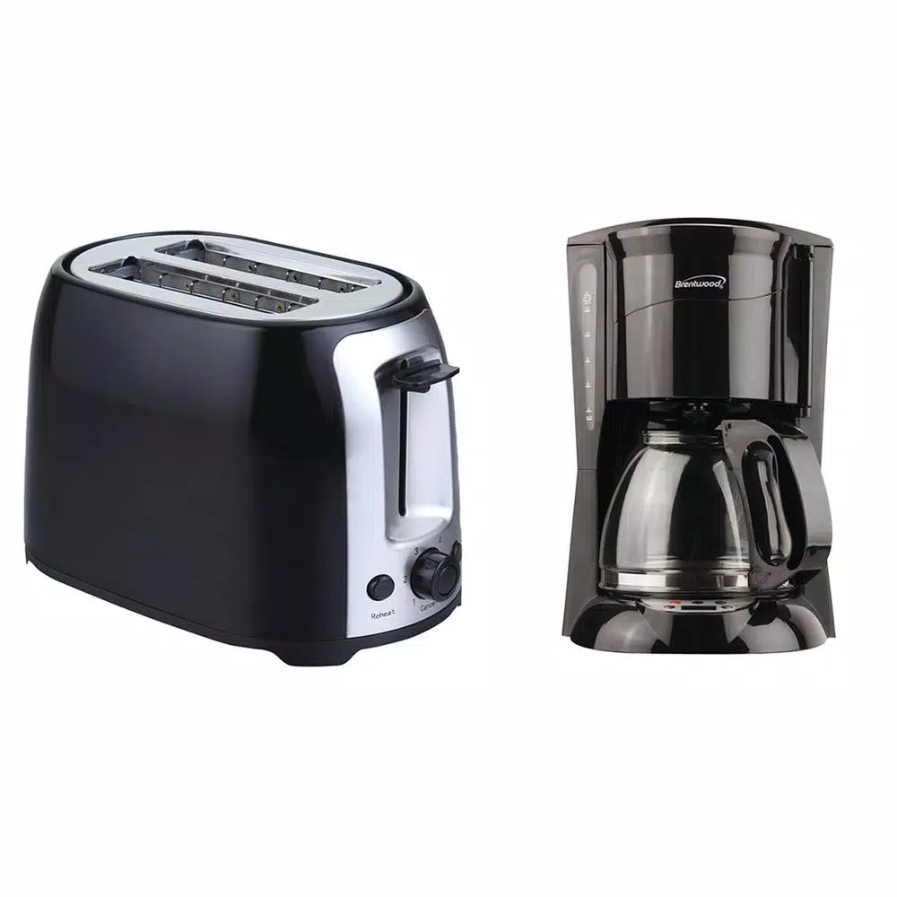 Coffee Makers Brentwood Appliances 12-Cup Black Coffee Maker And 2-Slice Black Toaster With Extra-Wide Slots 3 Coffee Makers Brentwood Appliances 12-Cup Black Coffee Maker And 2-Slice Black Toaster With Extra-Wide Slots