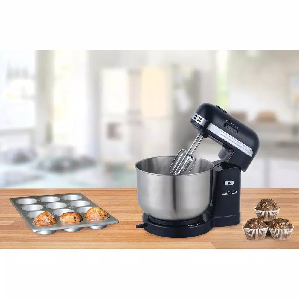Mixers Brentwood Appliances 3 Qt. 5-Speed Black With Stainless Steel Mixing Bowl Stand Mixer 9 Mixers Brentwood Appliances 3 Qt. 5-Speed Black With Stainless Steel Mixing Bowl Stand Mixer - Image 7