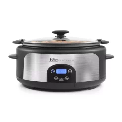 Cookers Elite Platinum 6 Qt. Black Programmable Slow Cooker With Locking Lid 7 Cookers Elite Platinum 6 Qt. Black Programmable Slow Cooker With Locking Lid -Dessert Makers Popular Store black elite slow cookers mst 610dt 4f 1000
