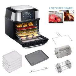 Food Processing GoWISE USA 5-Tray Black/Stainless Steel Food Dehydrator With Stainless Steel Trays, Rotisserie Function, And Air Fryer Function 11 Food Processing GoWISE USA 5-Tray Black/Stainless Steel Food Dehydrator With Stainless Steel Trays, Rotisserie Function, And Air Fryer Function -Dessert Makers Popular Store black gowise usa dehydrators gw66100 4f 1000