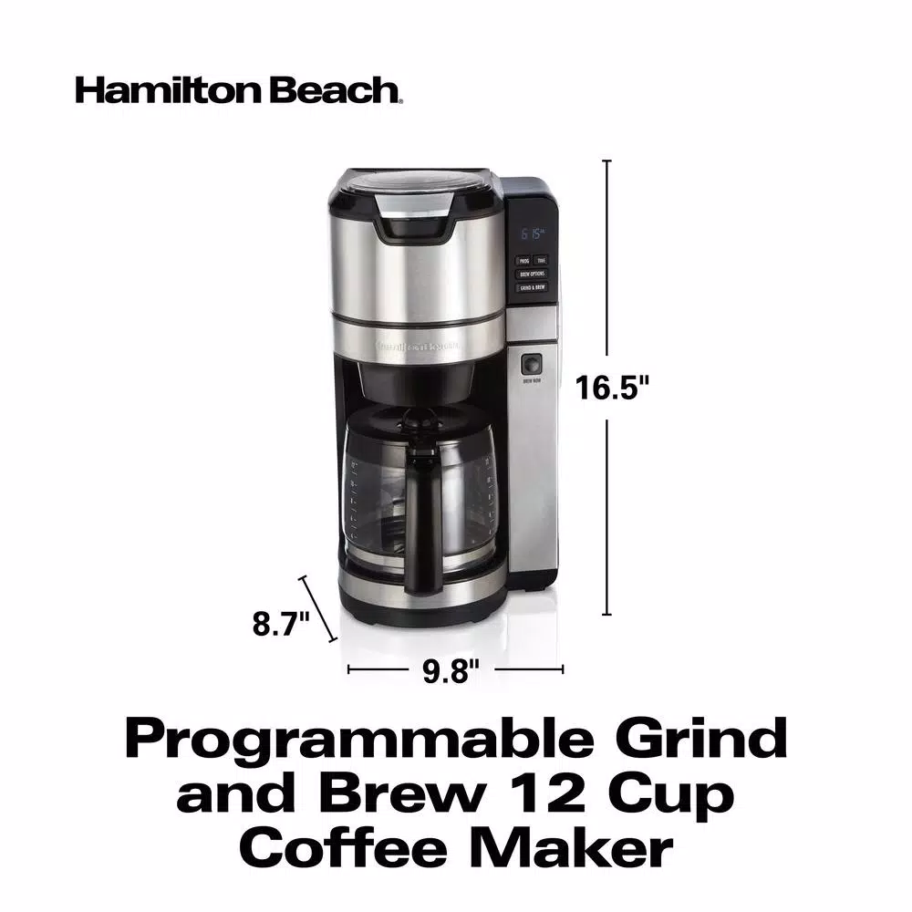 Coffee Makers Hamilton Beach 12-Cup Black Programmable Grind And Brew Coffee Maker 5 Coffee Makers Hamilton Beach 12-Cup Black Programmable Grind And Brew Coffee Maker - Image 3