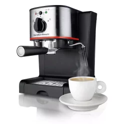 Coffee Makers Hamilton Beach 2-Cup Stainless Steel Automatic Espresso Machine With Milk Frother