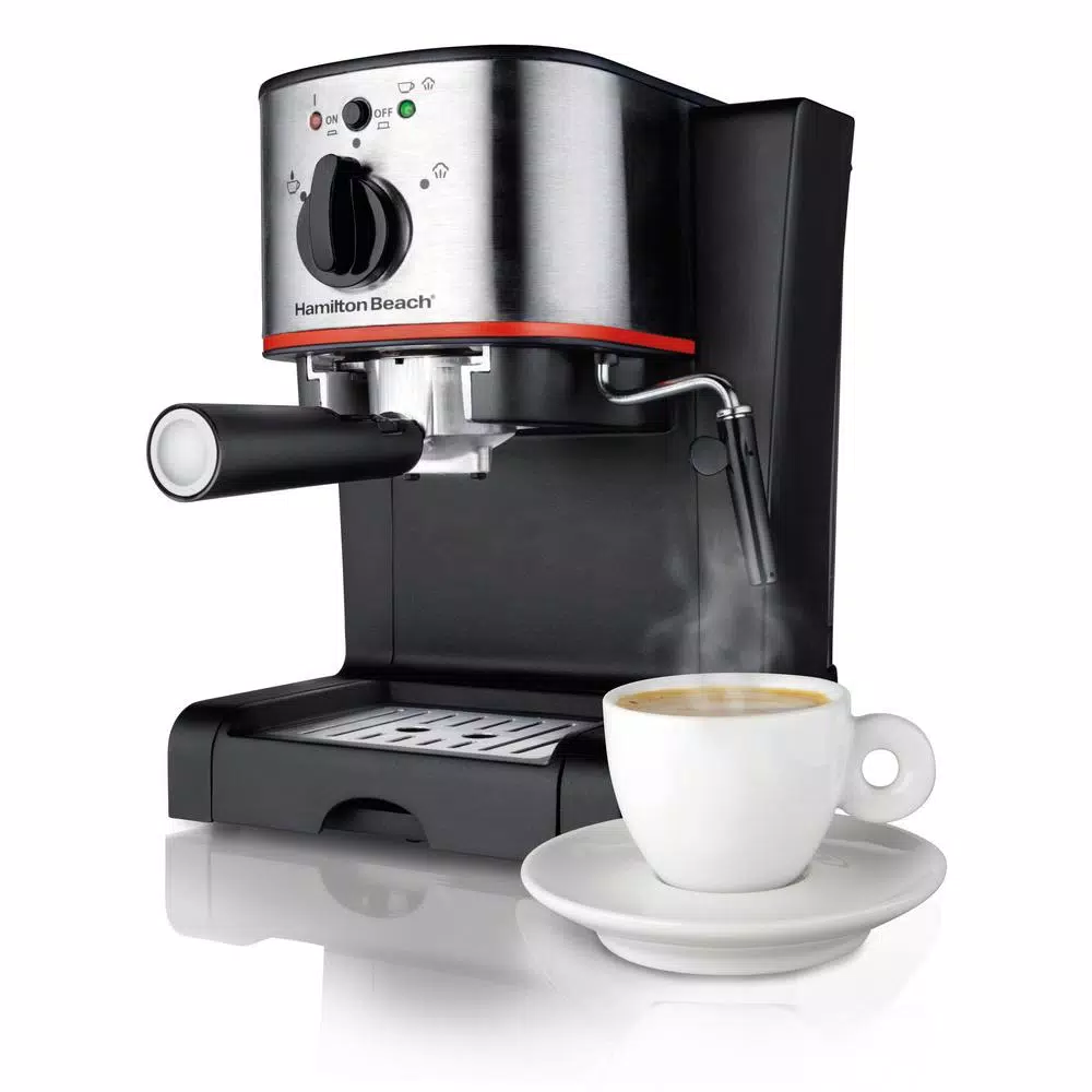 Coffee Makers Hamilton Beach 2-Cup Stainless Steel Automatic Espresso Machine With Milk Frother 3 Coffee Makers Hamilton Beach 2-Cup Stainless Steel Automatic Espresso Machine With Milk Frother