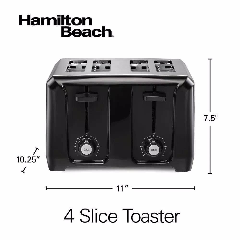 Toasters Hamilton Beach 4-Slice Black Wide Slot Toaster 4 Toasters Hamilton Beach 4-Slice Black Wide Slot Toaster - Image 2