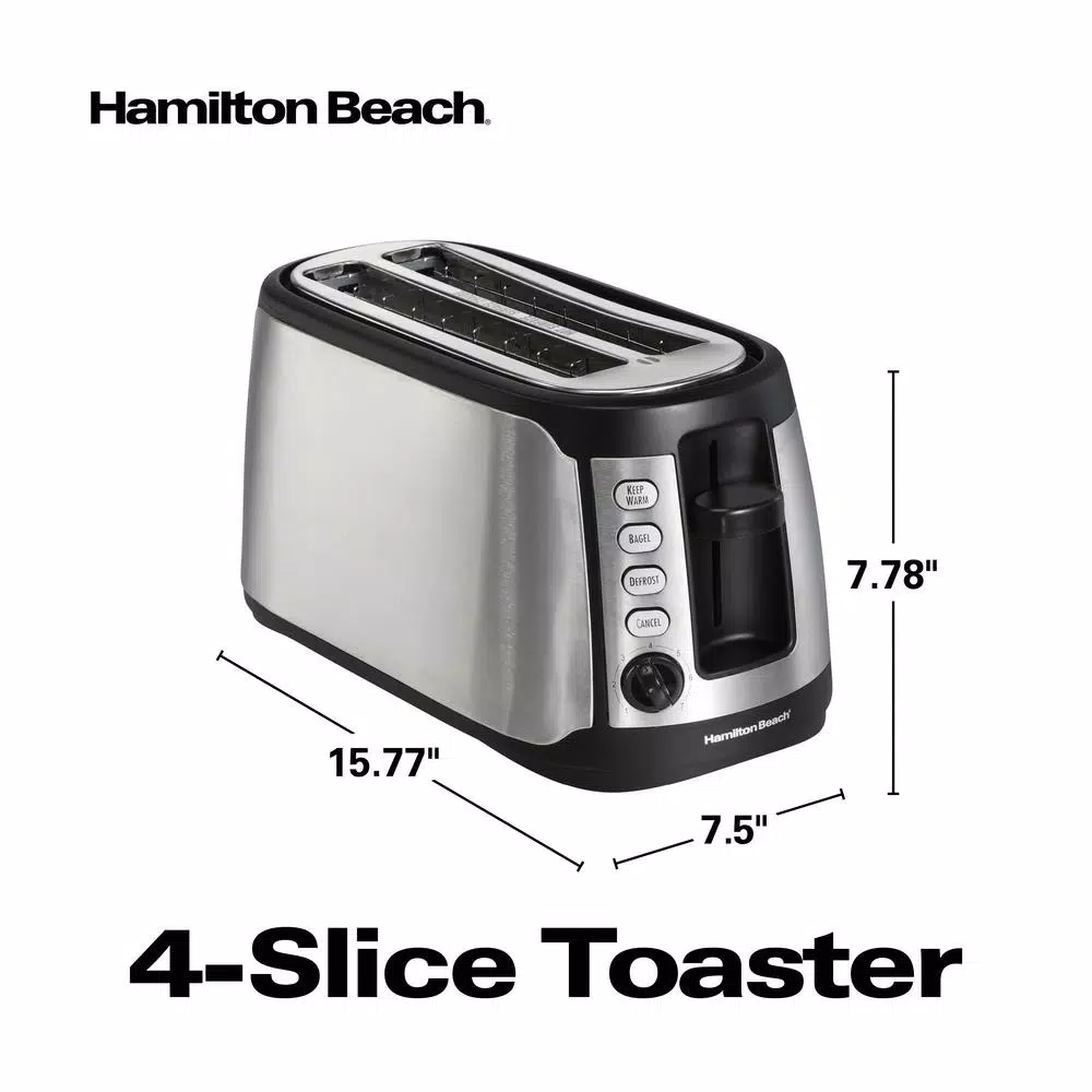 Toasters Hamilton Beach 4-Slice Black Long Slot Toaster 4 Toasters Hamilton Beach 4-Slice Black Long Slot Toaster - Image 2