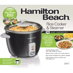 Cookers Hamilton Beach 16-Cup Black Rice Cooker -Dessert Makers Popular Store black hamilton beach rice cookers 37517 1f 1000