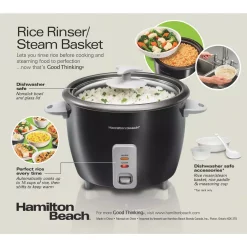 Cookers Hamilton Beach 16-Cup Black Rice Cooker -Dessert Makers Popular Store black hamilton beach rice cookers 37517 44 1000