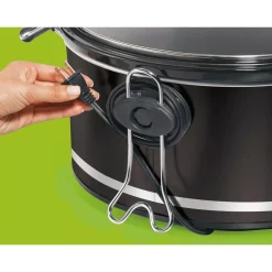 Cookers Hamilton Beach 8 Qt. Black Slow Cooker With Temperature Settings And Glass Lid 8 Cookers Hamilton Beach 8 Qt. Black Slow Cooker With Temperature Settings And Glass Lid -Dessert Makers Popular Store black hamilton beach slow cookers 33182 1f 1000