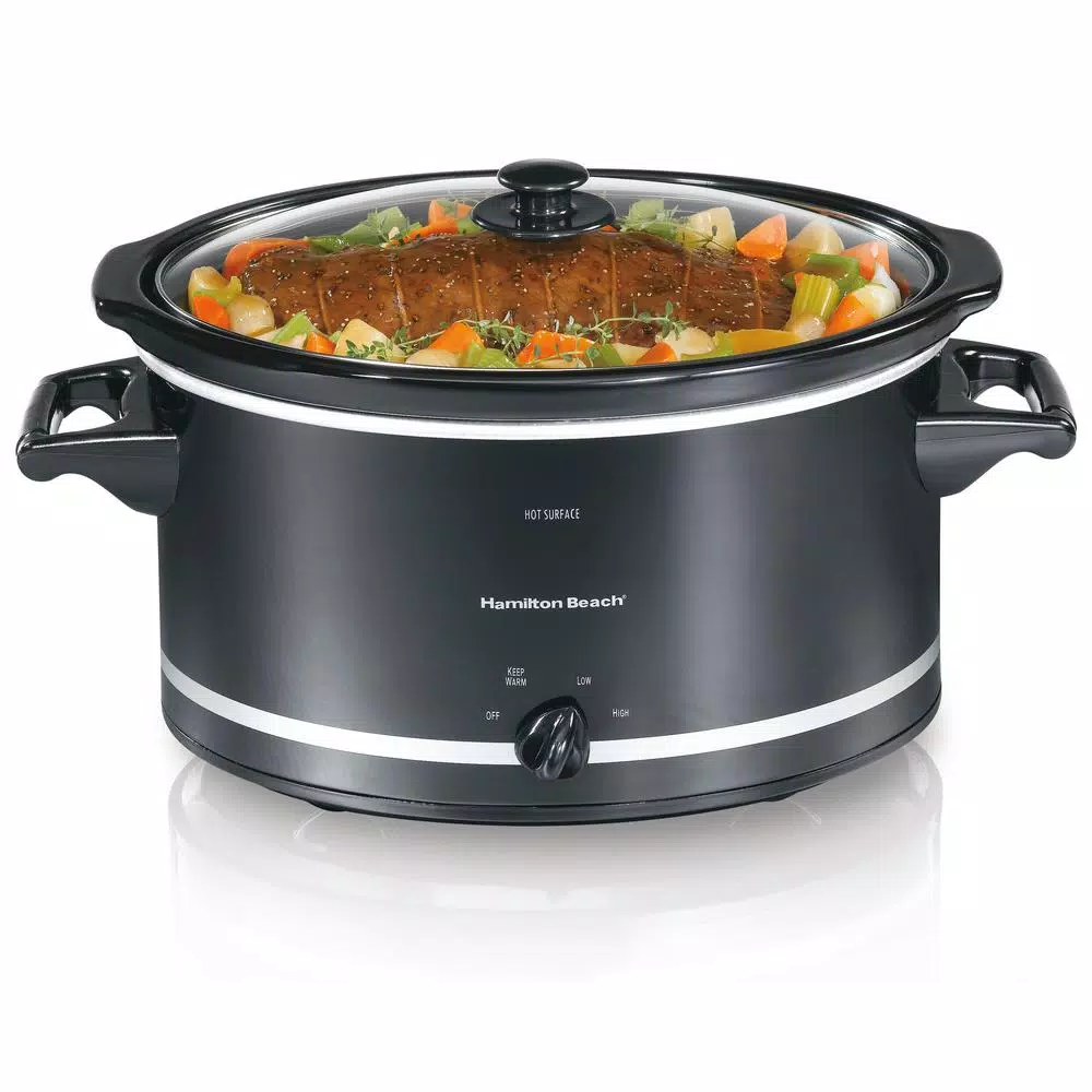 Cookers Hamilton Beach 8 Qt. Black Slow Cooker With Temperature Settings And Glass Lid 6 Cookers Hamilton Beach 8 Qt. Black Slow Cooker With Temperature Settings And Glass Lid - Image 4