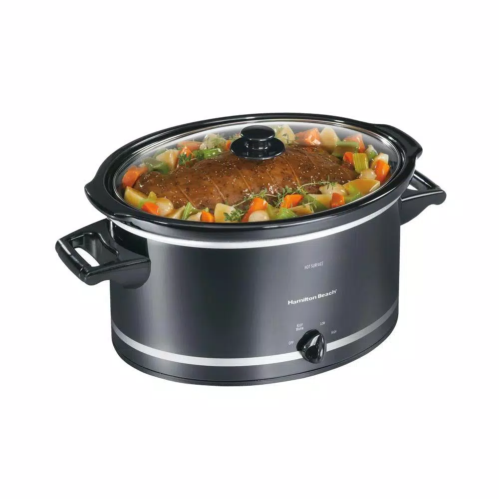 Cookers Hamilton Beach 8 Qt. Black Slow Cooker With Temperature Settings And Glass Lid 3 Cookers Hamilton Beach 8 Qt. Black Slow Cooker With Temperature Settings And Glass Lid