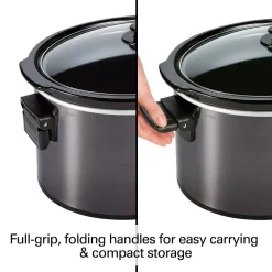 Cookers Hamilton Beach 10 Qt. Black Slow Cooker With Folding Handles -Dessert Makers Popular Store black hamilton beach slow cookers 33191 4f 1000