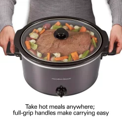 Cookers Hamilton Beach 10 Qt. Black Slow Cooker With Folding Handles -Dessert Makers Popular Store black hamilton beach slow cookers 33191 76 1000