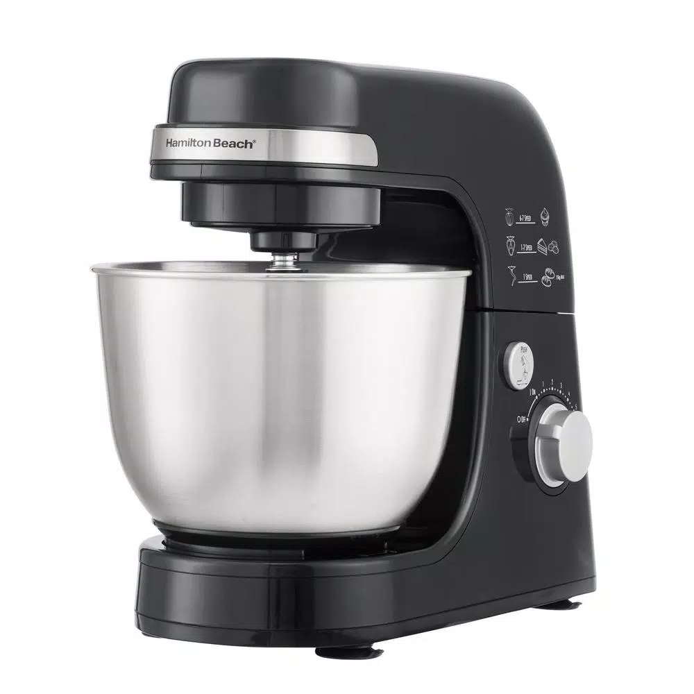 Mixers Hamilton Beach 4 Qt. 7-Speed Black Stand Mixer With Dough Hook, Whisk And Flat Beater Attachments 3 Mixers Hamilton Beach 4 Qt. 7-Speed Black Stand Mixer With Dough Hook, Whisk And Flat Beater Attachments