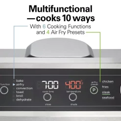 Toasters Hamilton Beach 1800 W 6-Slice Black Digital Air Fry Toaster Oven 11 Toasters Hamilton Beach 1800 W 6-Slice Black Digital Air Fry Toaster Oven -Dessert Makers Popular Store black hamilton beach toaster ovens 31220 4f 1000