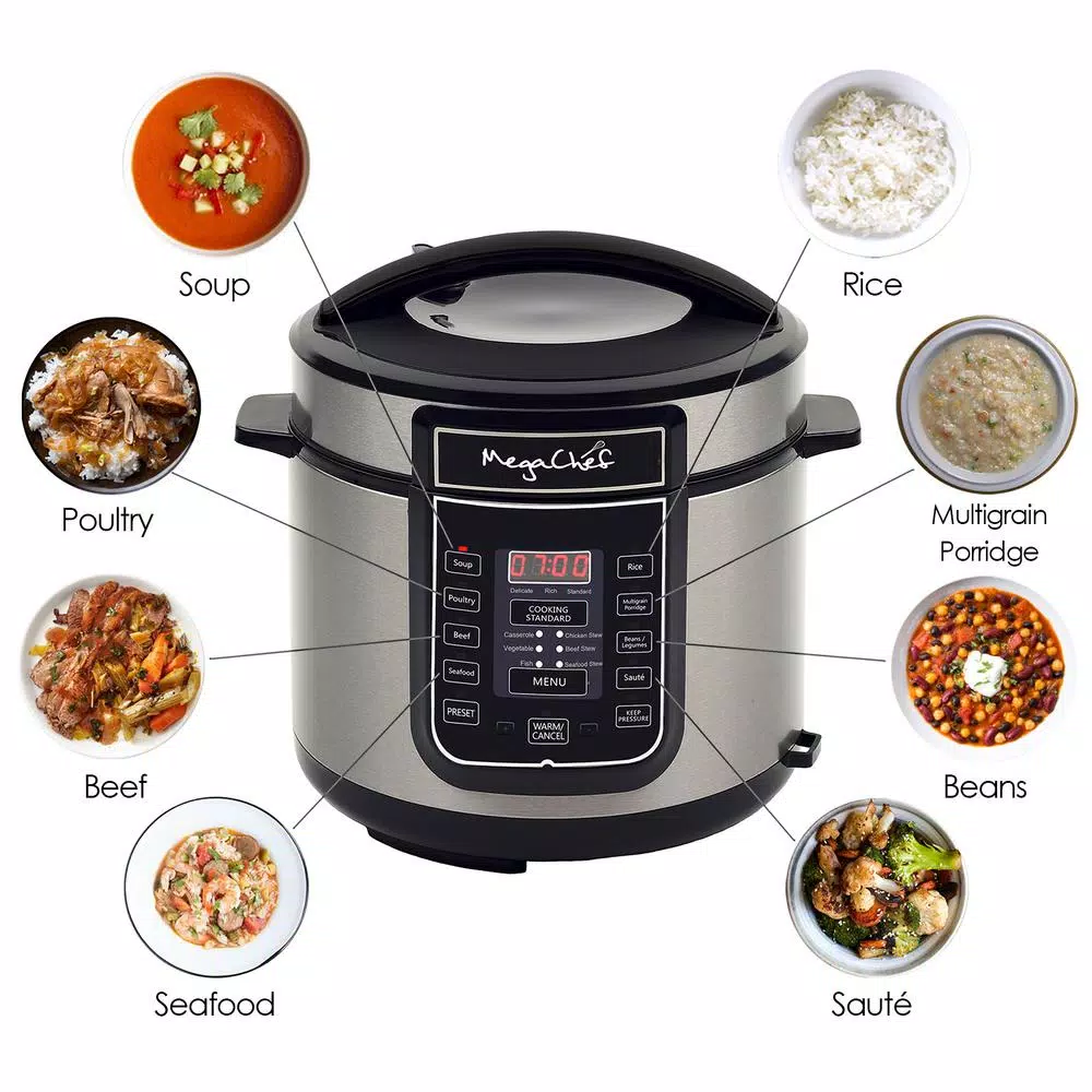 Cookers MegaChef 6 Qt. Black Electric Pressure Cooker With Built-In Timer 6 Cookers MegaChef 6 Qt. Black Electric Pressure Cooker With Built-In Timer - Image 4
