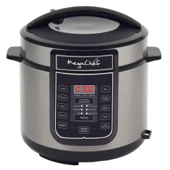 Cookers MegaChef 6 Qt. Black Electric Pressure Cooker With Built-In Timer