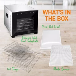 Food Processing NutriChef 6-Tray Black 600 Watt Premium Food Dehydrator Machine With Digital Timer And Temperature Control 11 Food Processing NutriChef 6-Tray Black 600 Watt Premium Food Dehydrator Machine With Digital Timer And Temperature Control -Dessert Makers Popular Store black nutrichef dehydrators ncdh6s 31 1000