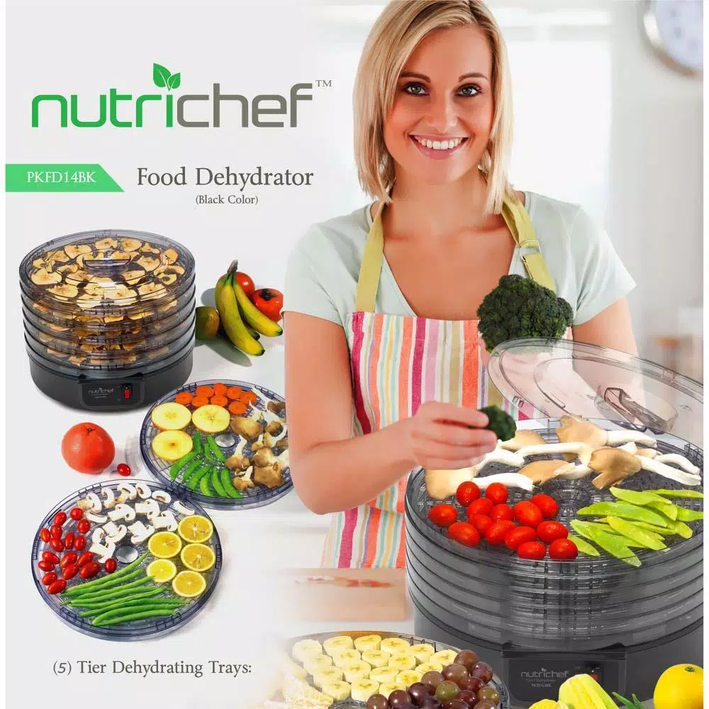 Food Processing NutriChef 5-Tray Black Electric Countertop Food Dehydrator Food Preserver 5 Food Processing NutriChef 5-Tray Black Electric Countertop Food Dehydrator Food Preserver - Image 3