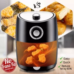 Toasters NutriChef Black Countertop Air Fryer Oven Cooker Healthy Kitchen Convection Air Fry Cooking -Dessert Makers Popular Store black nutrichef toaster ovens pkairfr18 1f 1000