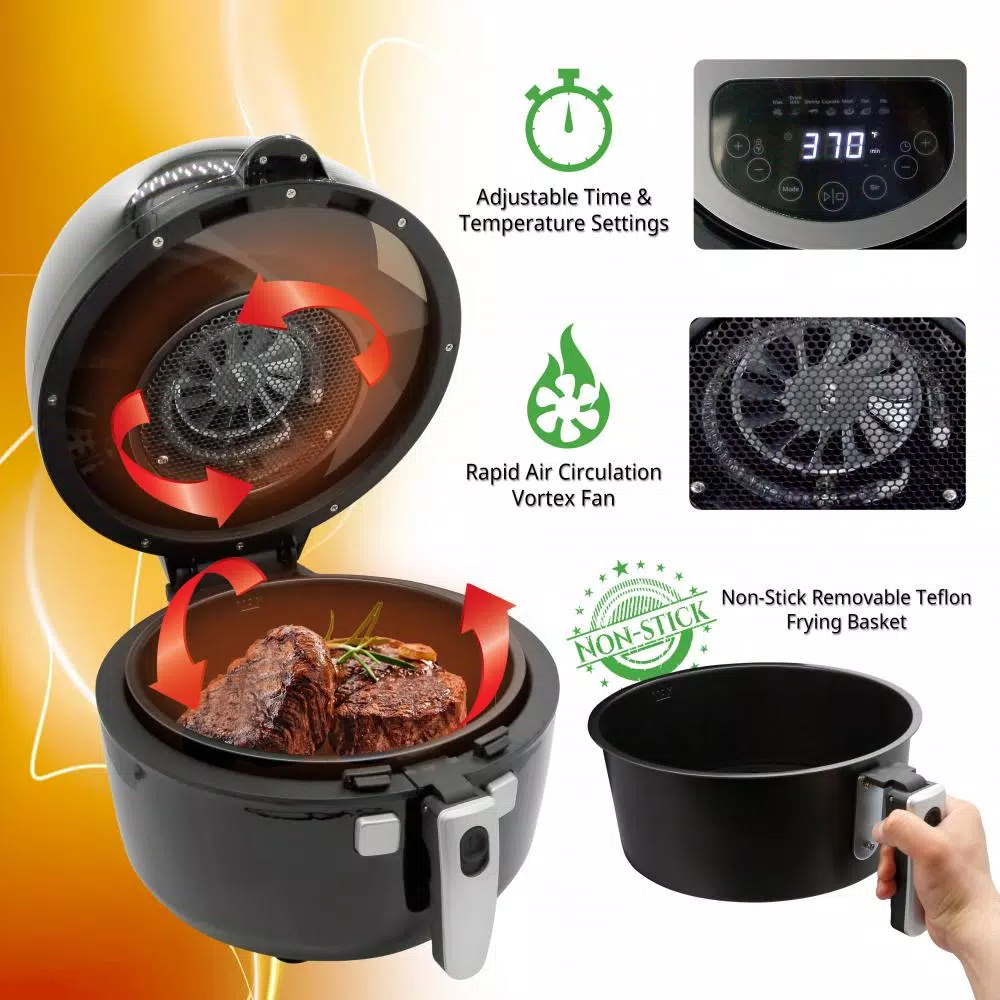 Toasters NutriChef Black Countertop Oven Air Fry Cooker Healthy Kitchen Air Fryer Convection Cooking 7 Toasters NutriChef Black Countertop Oven Air Fry Cooker Healthy Kitchen Air Fryer Convection Cooking - Image 5