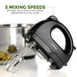Mixers Ovente 5-Speed Hand Mixer Stainless Steel Chrome Beaters And Free Snap-On Case, 150W, Black 11 Mixers Ovente 5-Speed Hand Mixer Stainless Steel Chrome Beaters And Free Snap-On Case, 150W, Black -Dessert Makers Popular Store black ovente hand mixers hm161b 1f 1000