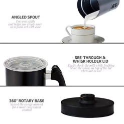 Coffee Makers Ovente 8 Oz. Black Automatic Electric Milk Frother And Steamer Hot Or Cold Froth Functionality Foam Maker And Warmer 12 Coffee Makers Ovente 8 Oz. Black Automatic Electric Milk Frother And Steamer Hot Or Cold Froth Functionality Foam Maker And Warmer -Dessert Makers Popular Store black ovente milk frothers fr3608b 1f 1000