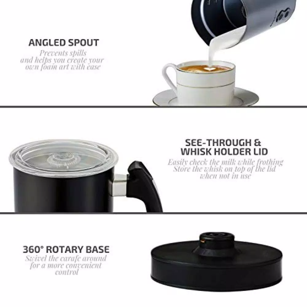 Coffee Makers Ovente 8 Oz. Black Automatic Electric Milk Frother And Steamer Hot Or Cold Froth Functionality Foam Maker And Warmer 6 Coffee Makers Ovente 8 Oz. Black Automatic Electric Milk Frother And Steamer Hot Or Cold Froth Functionality Foam Maker And Warmer - Image 4