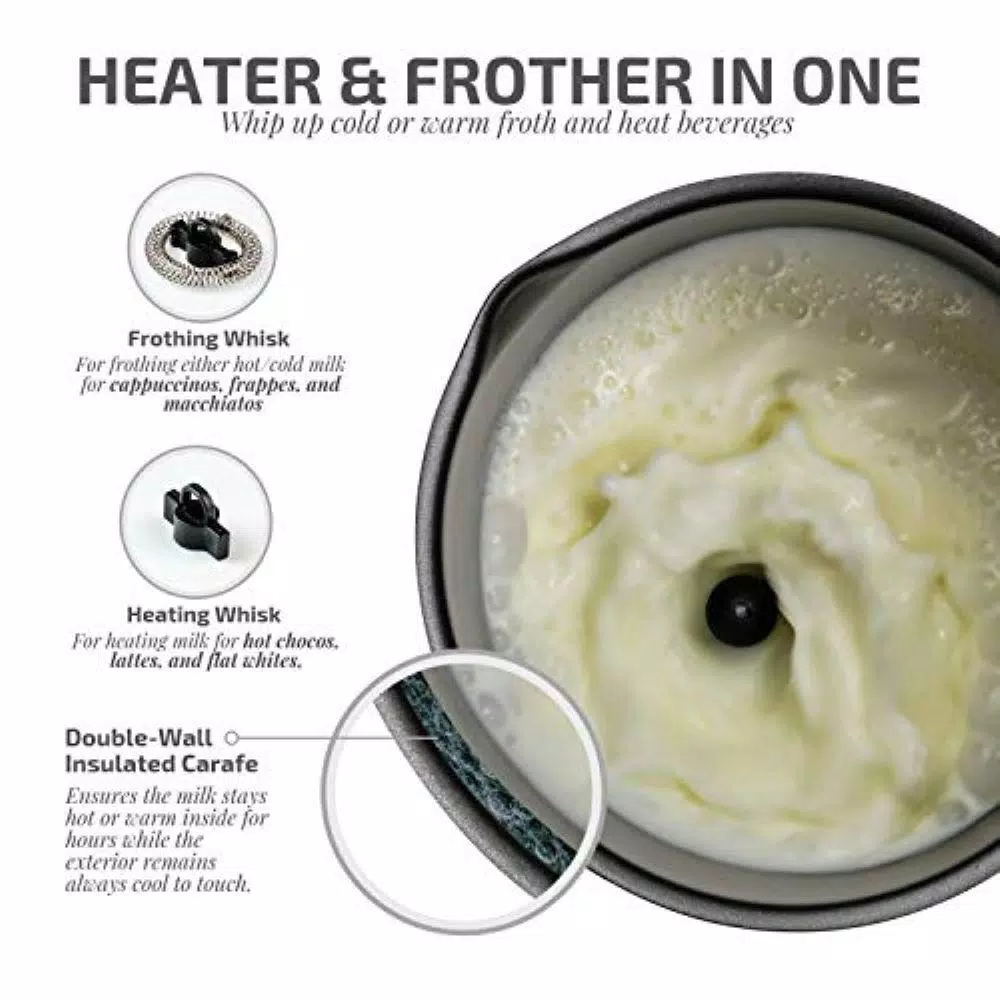 Coffee Makers Ovente 8 Oz. Black Automatic Electric Milk Frother And Steamer Hot Or Cold Froth Functionality Foam Maker And Warmer 4 Coffee Makers Ovente 8 Oz. Black Automatic Electric Milk Frother And Steamer Hot Or Cold Froth Functionality Foam Maker And Warmer - Image 2