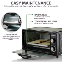 Toasters Ovente 800-Watts Electric Black Toaster Oven 3 Cooking Modes 30 Min Timer Crumb Tray, Tempered Glass Door -Dessert Makers Popular Store black ovente toaster ovens to5810b 1f 1000