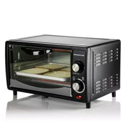 Toasters Ovente 800-Watts Electric Black Toaster Oven 3 Cooking Modes 30 Min Timer Crumb Tray, Tempered Glass Door