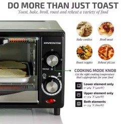 Toasters Ovente 800-Watts Electric Black Toaster Oven 3 Cooking Modes 30 Min Timer Crumb Tray, Tempered Glass Door -Dessert Makers Popular Store black ovente toaster ovens to5810b c3 1000
