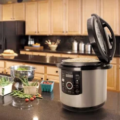Cookers MegaChef 12 Qt. Black And Silver Electric Pressure Cooker With Automatic Shut-Off And Keep Warm Setting 16 Cookers MegaChef 12 Qt. Black And Silver Electric Pressure Cooker With Automatic Shut-Off And Keep Warm Setting -Dessert Makers Popular Store black silver megachef electric pressure cookers 985110831m fa 1000