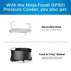 Cookers NINJA Foodi 6.5 Qt. Black Stainless Electric Pressure Cooker With Tender Crisp Technology -Dessert Makers Popular Store black stainless ninja electric pressure cookers op301 4f 1000