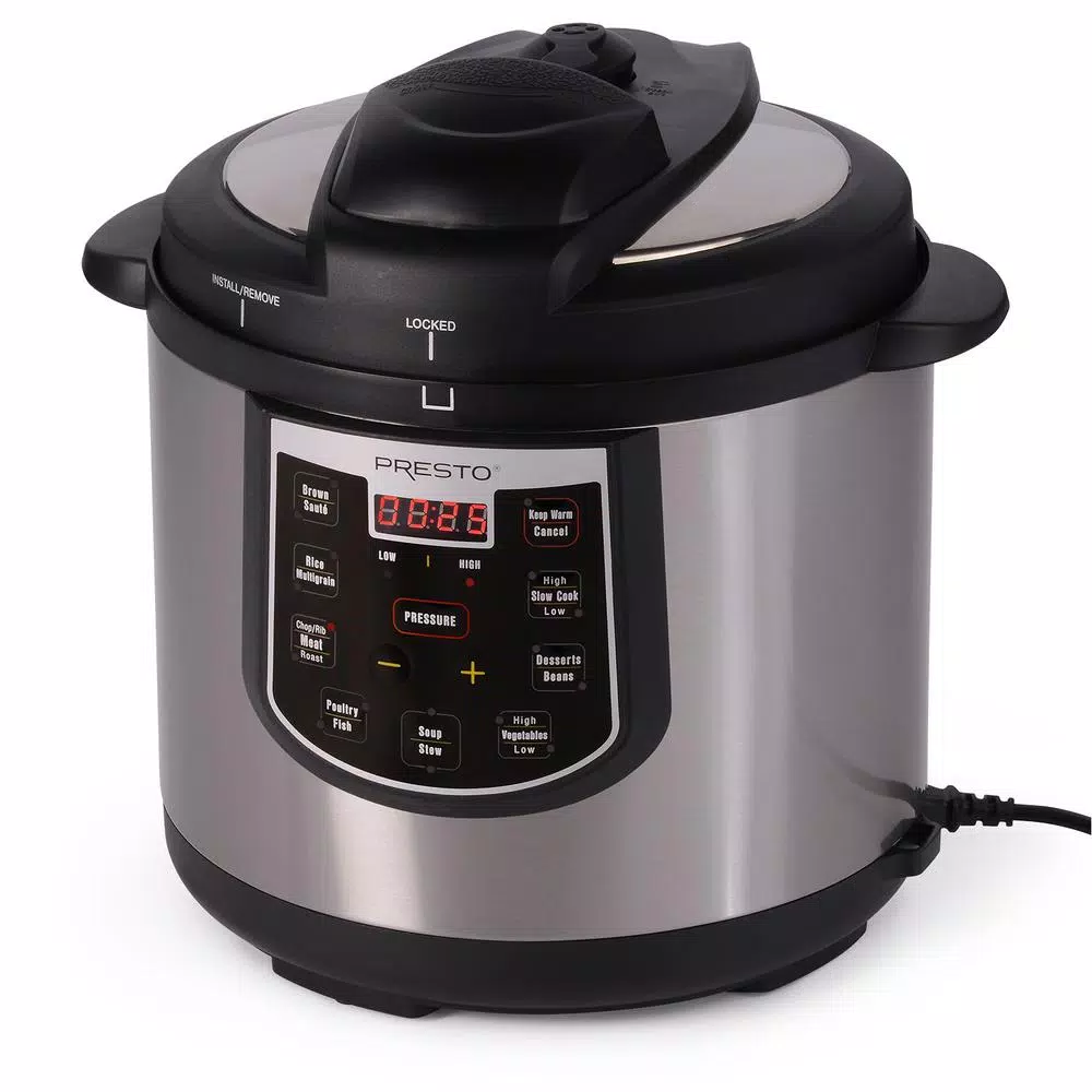 Cookers Presto 6 Qt. Black Stainless Steel Electric Pressure Cooker With Built-In Timer 3 Cookers Presto 6 Qt. Black Stainless Steel Electric Pressure Cooker With Built-In Timer