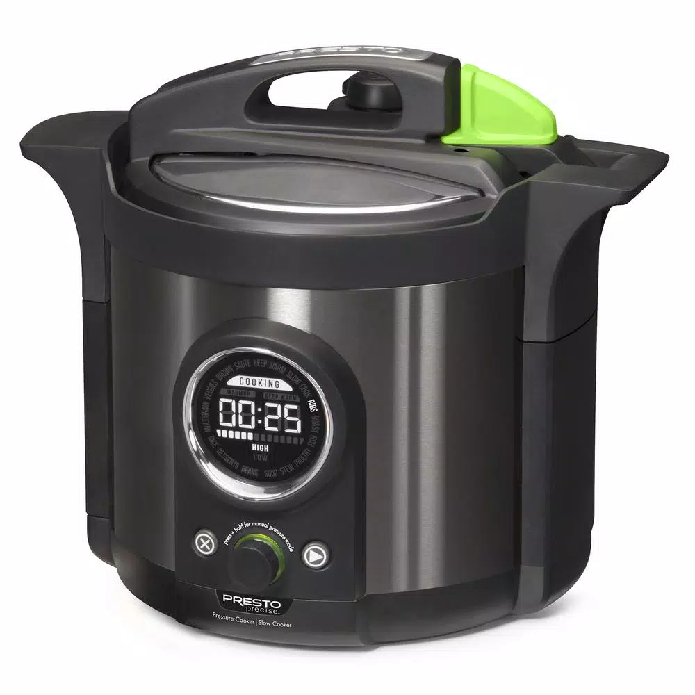 Cookers Presto Precise Plus 6 Qt. Black Stainless Steel Electric Pressure Cooker With Built-In Timer 3 Cookers Presto Precise Plus 6 Qt. Black Stainless Steel Electric Pressure Cooker With Built-In Timer