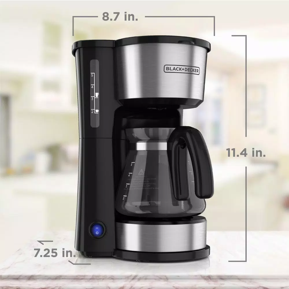 Coffee Makers BLACK+DECKER 4-in-1 5-Cup Black Stainless Steel Drip Coffee Maker 10 Coffee Makers BLACK+DECKER 4-in-1 5-Cup Black Stainless Steel Drip Coffee Maker - Image 8