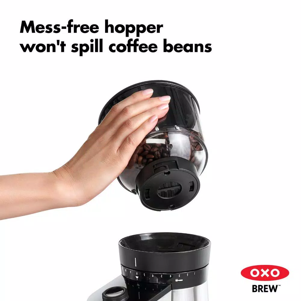 Coffee Makers OXO 12 Oz. Black Stainless Steel Burr Coffee Grinder With Integrated Scale 7 Coffee Makers OXO 12 Oz. Black Stainless Steel Burr Coffee Grinder With Integrated Scale - Image 5