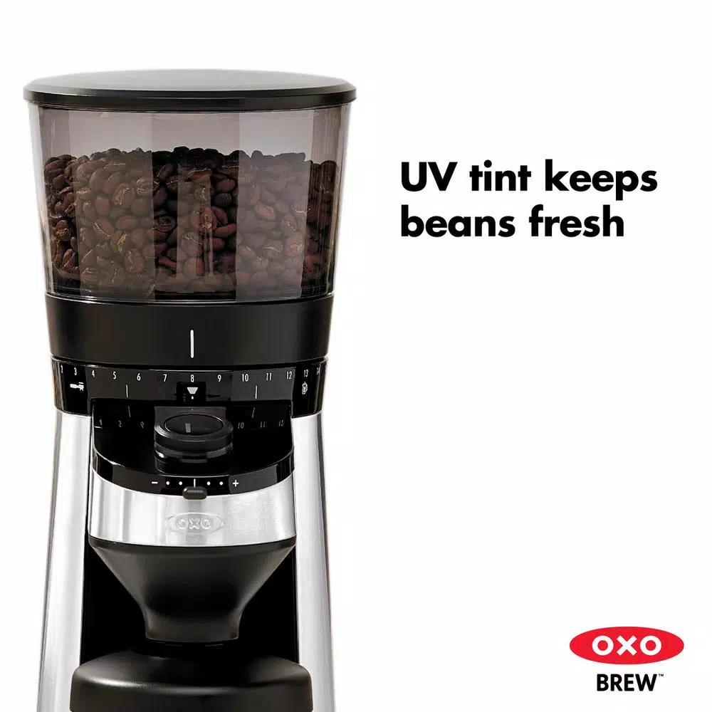Coffee Makers OXO 12 Oz. Black Stainless Steel Burr Coffee Grinder With Integrated Scale 10 Coffee Makers OXO 12 Oz. Black Stainless Steel Burr Coffee Grinder With Integrated Scale - Image 8