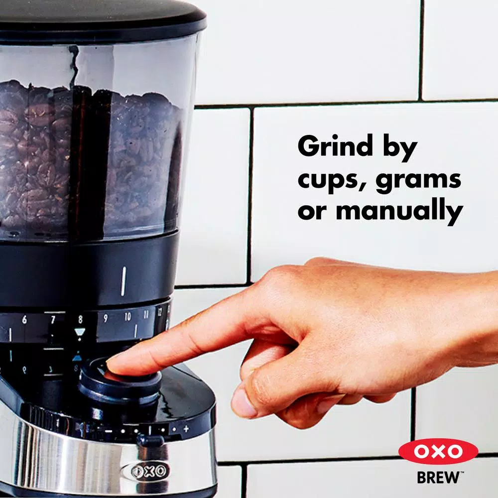 Coffee Makers OXO 12 Oz. Black Stainless Steel Burr Coffee Grinder With Integrated Scale 4 Coffee Makers OXO 12 Oz. Black Stainless Steel Burr Coffee Grinder With Integrated Scale - Image 2