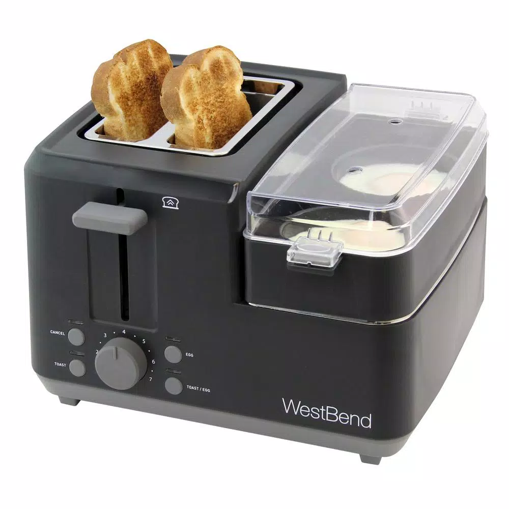 Toasters West Bend Breakfast Station 2-Slice Black Wide Slot Toaster With Removable Crumb Tray 4 Toasters West Bend Breakfast Station 2-Slice Black Wide Slot Toaster With Removable Crumb Tray - Image 2